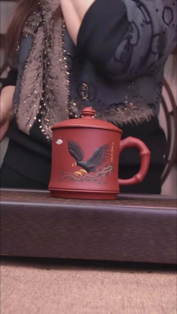 茶杯紫砂降坡大展宏图竹节杯500-550CC容量