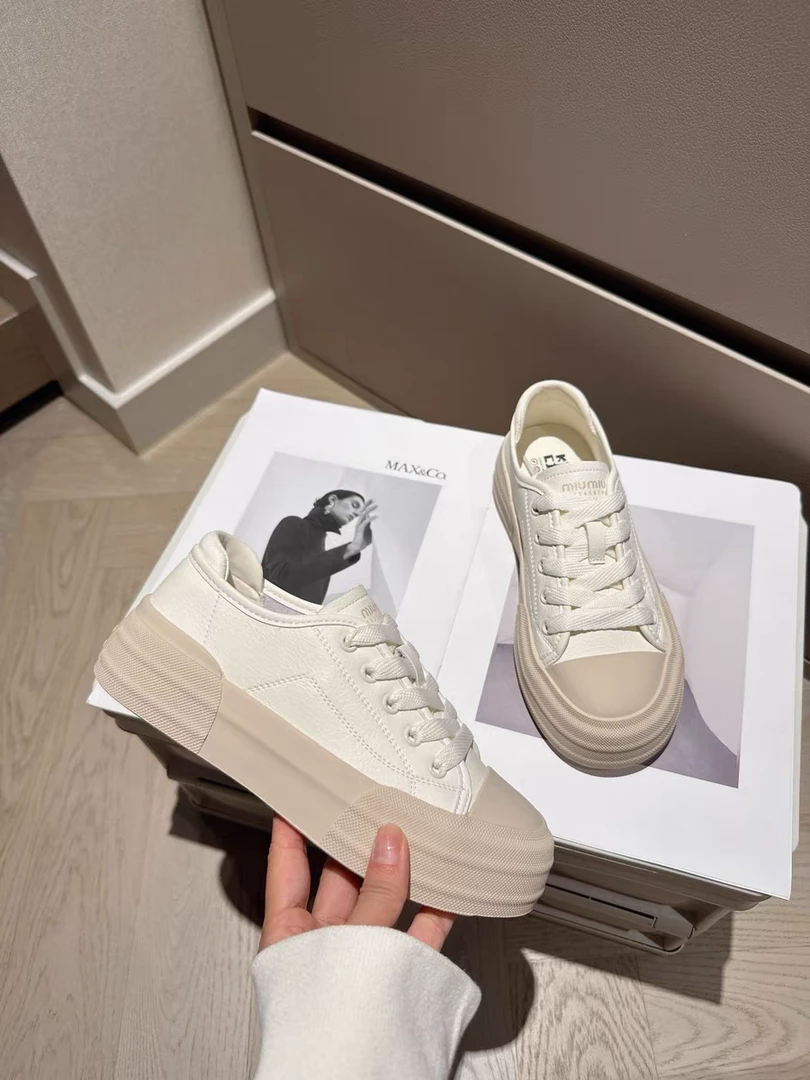 8066新款真皮厚底百搭小白鞋