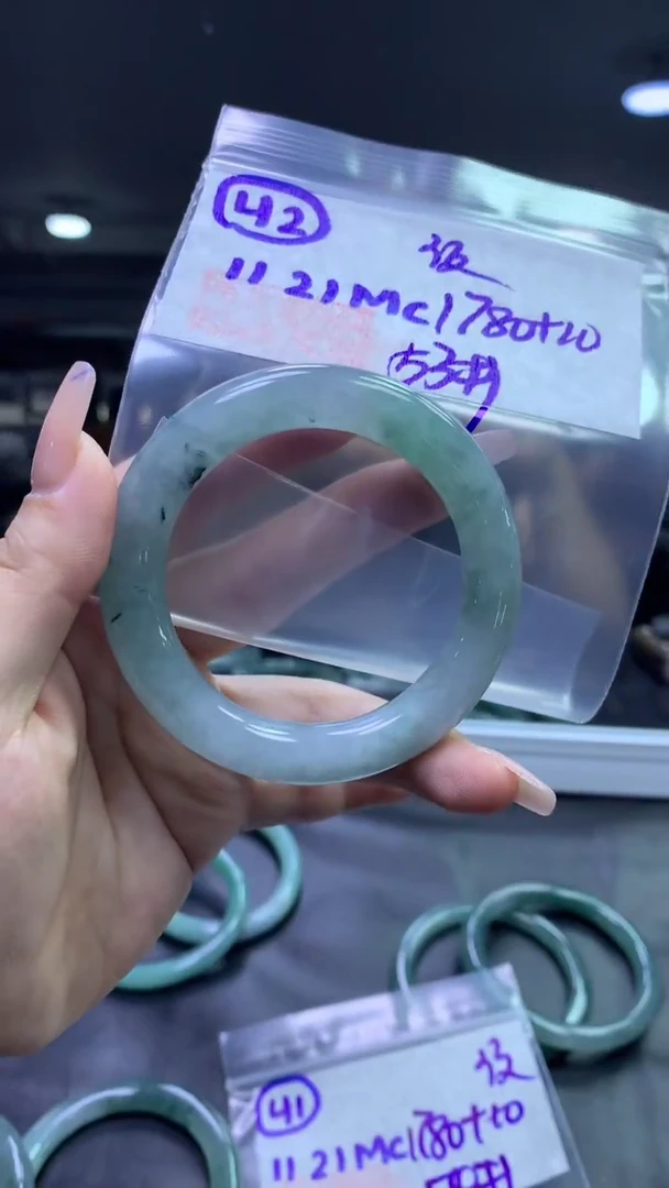 未镶嵌定制翡翠42圆条纹53+1780元+拍一发一