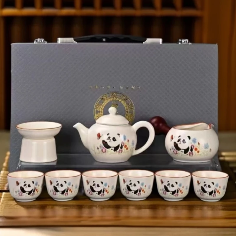 黄汝窑功夫茶具办公全套陶瓷家用高档茶杯茶壶泡茶礼盒装整套复古