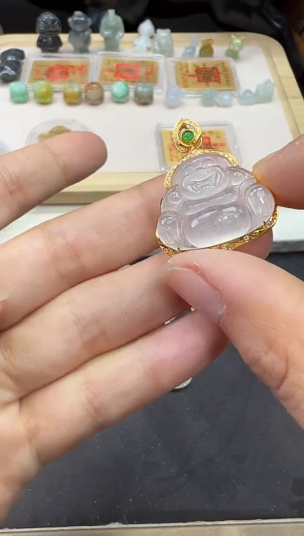 【闪购商品】翡翠吊坠(不含链)18K金镶嵌佛公