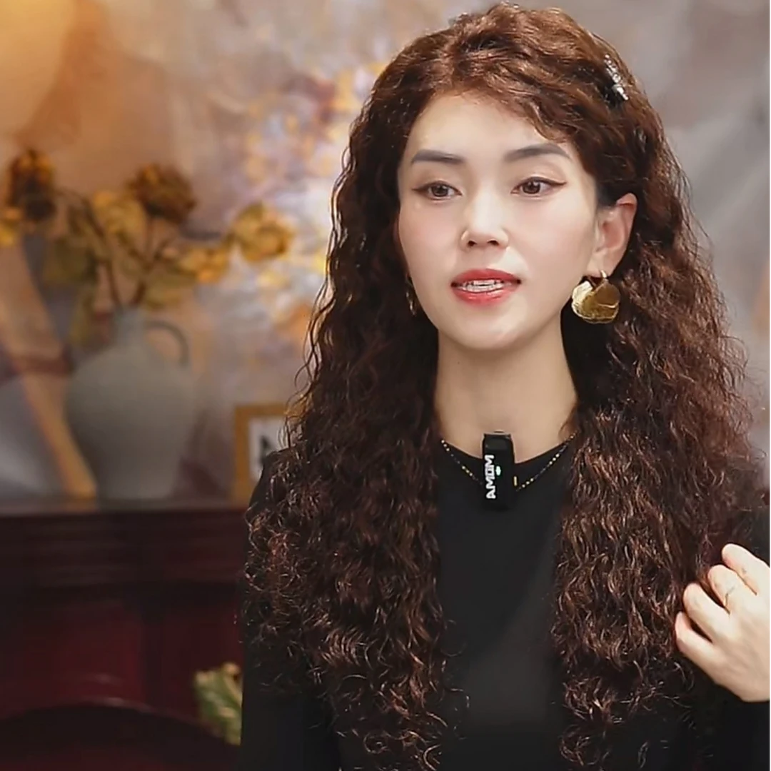 女士纯人发头套欧美前蕾丝时尚洋气长卷发羊毛卷假发