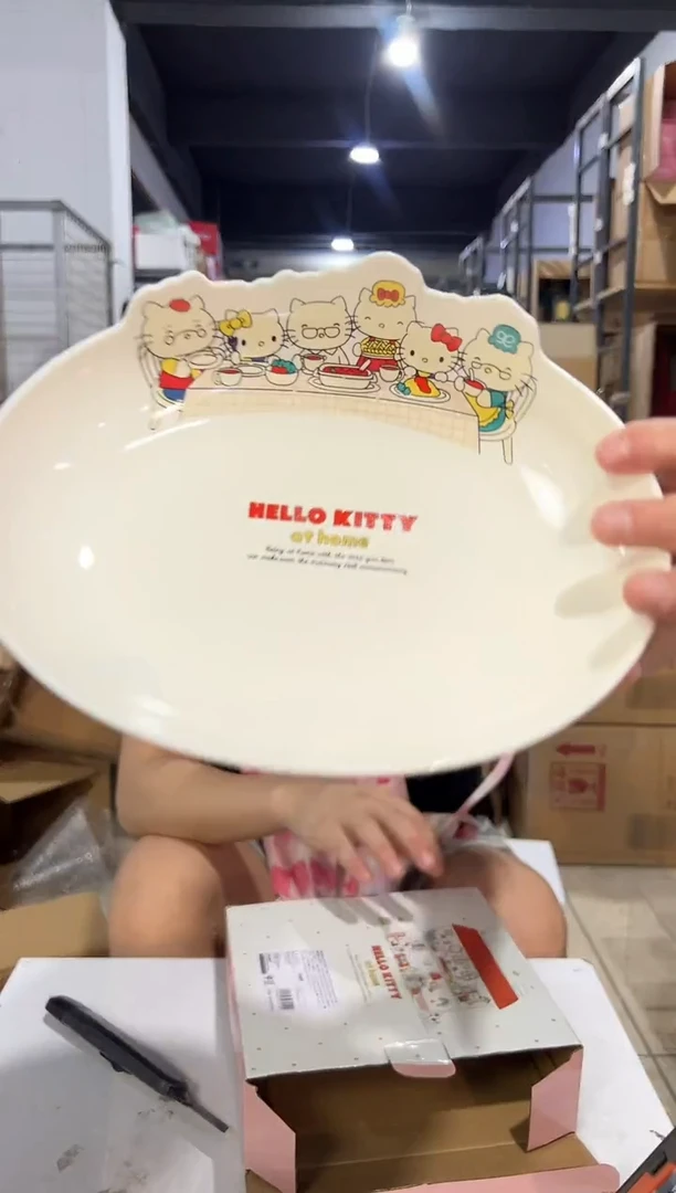 瓷片原盒kt猫一家人合集餐盘