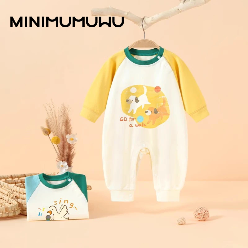 新生婴儿衣服春秋季初生宝宝连体衣纯棉婴幼儿睡衣哈衣爬服春装