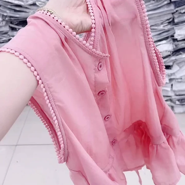 韩系温柔风时尚百搭舒适气质休闲粉色上衣女2025夏季圆领无袖小衫