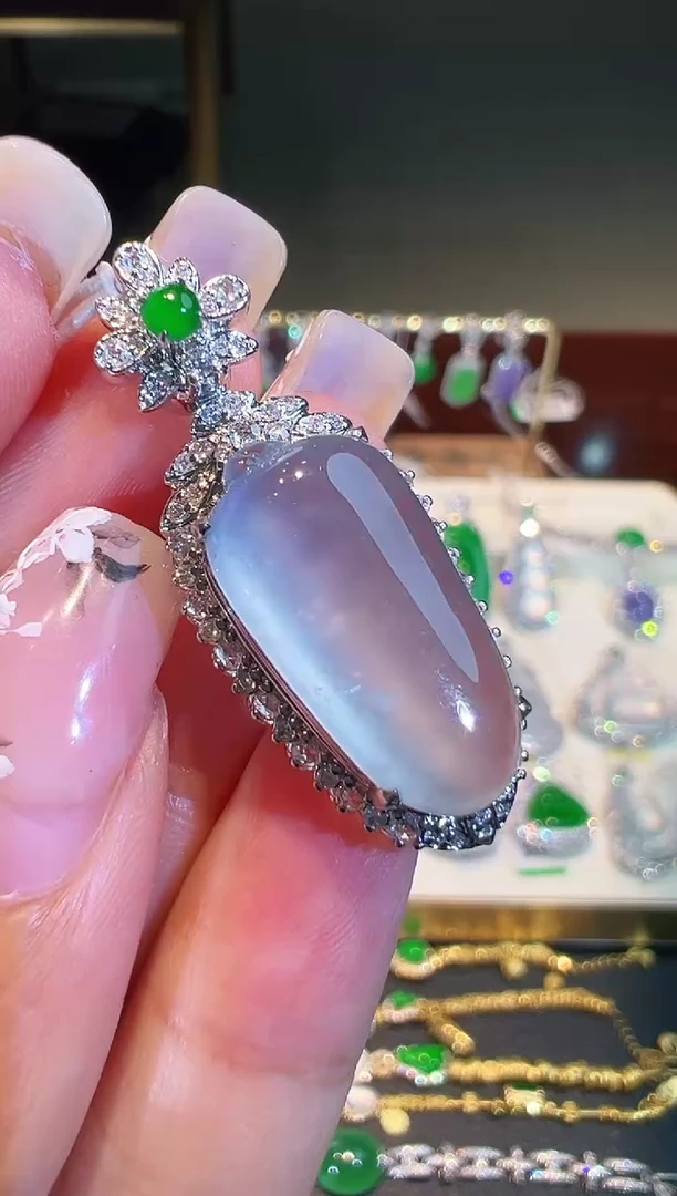 翡翠18K金镶嵌吊坠(不含链)翡翠