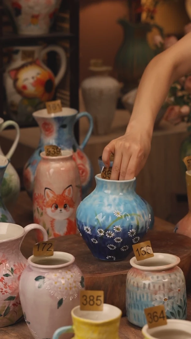 陶瓷363景德镇设计师手作花器摆件侘寂风