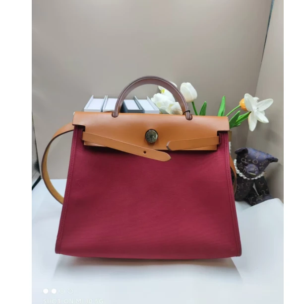 95新 Hermes/爱马仕 茉上/红色39herbag 手提斜挎包