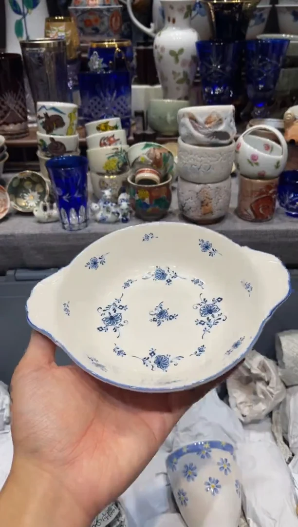 瓷片泽武青花双耳盘