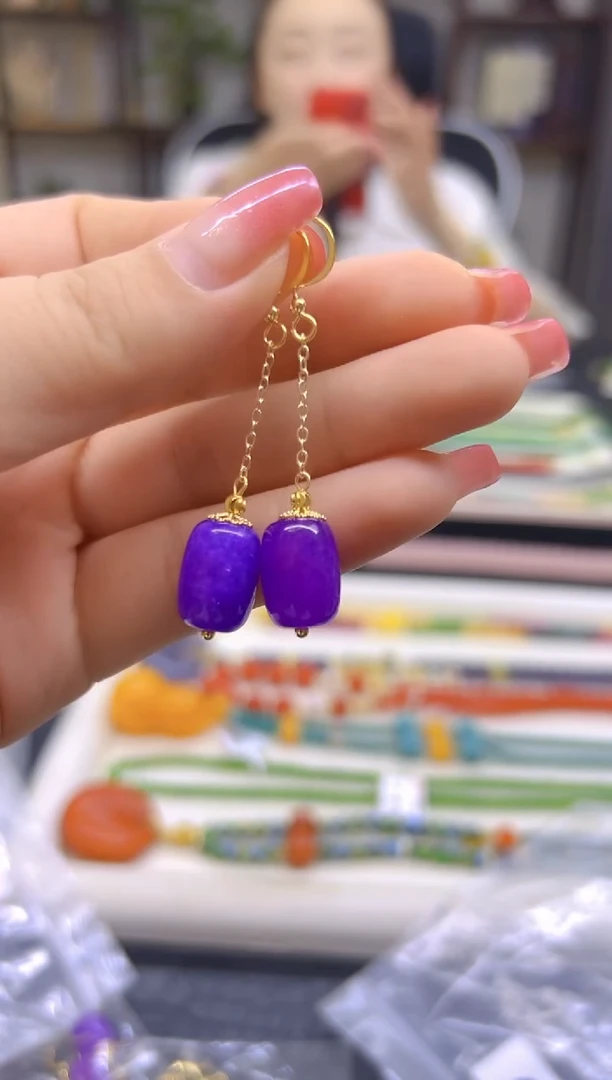 14K金镶嵌苏纪石（舒俱来）耳饰DIY款E771