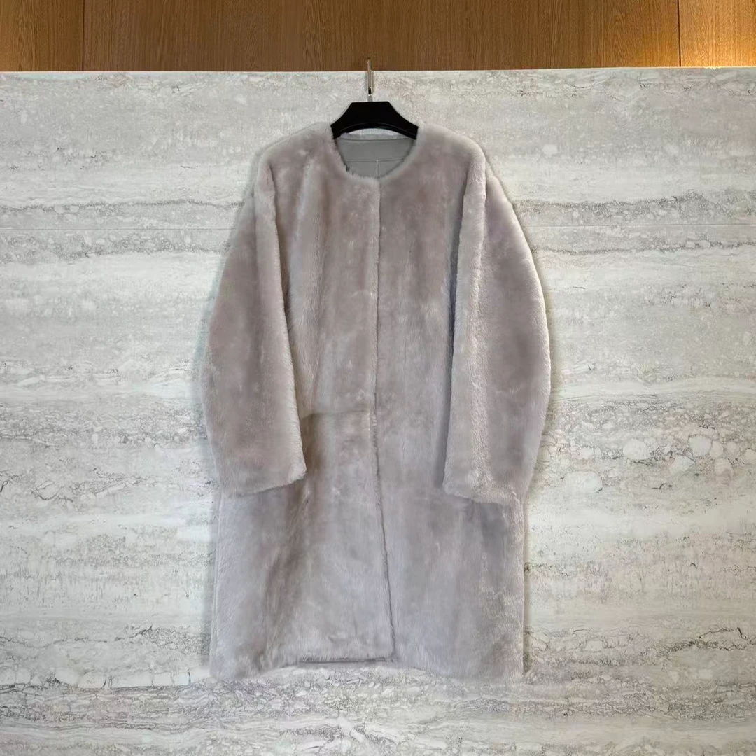 TANTAN 轻奢中长款秋冬羊皮毛一体外套4063