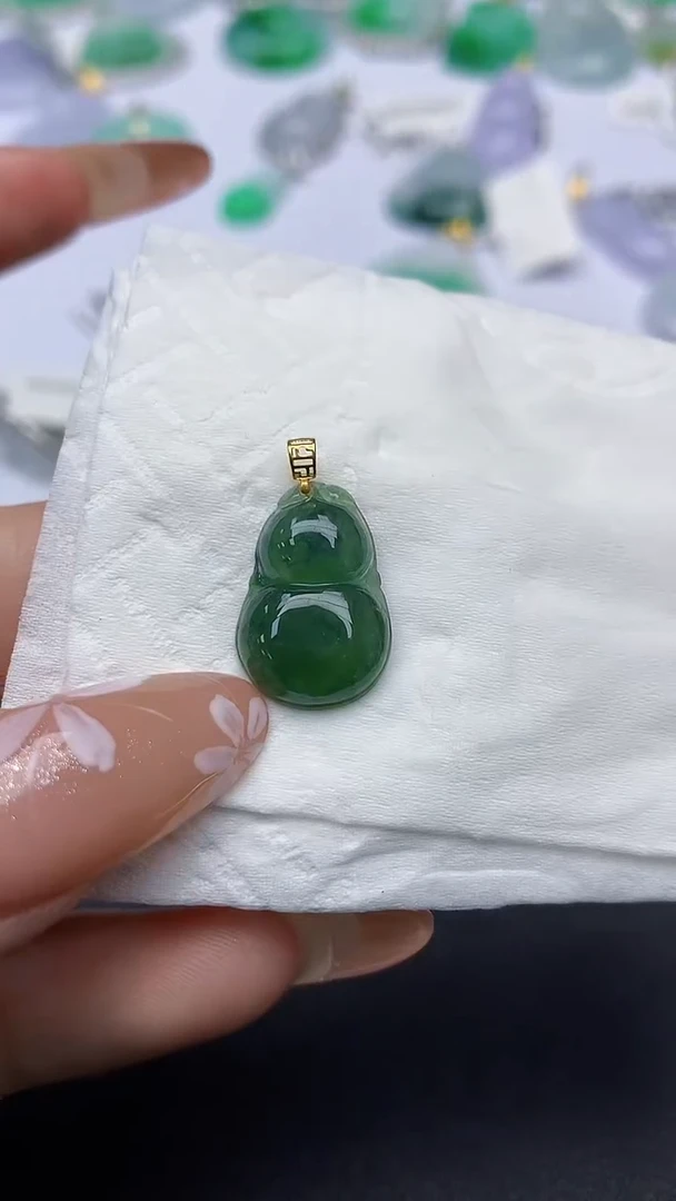 颈饰18K金镶嵌翡翠a货假一赔三支持复检百元上9元证书费自理