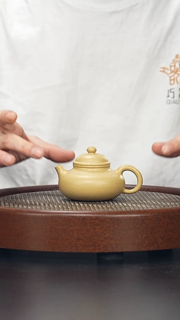 茶壶紫砂小容天-梨皮本绿-全手工无添加-容量120cc