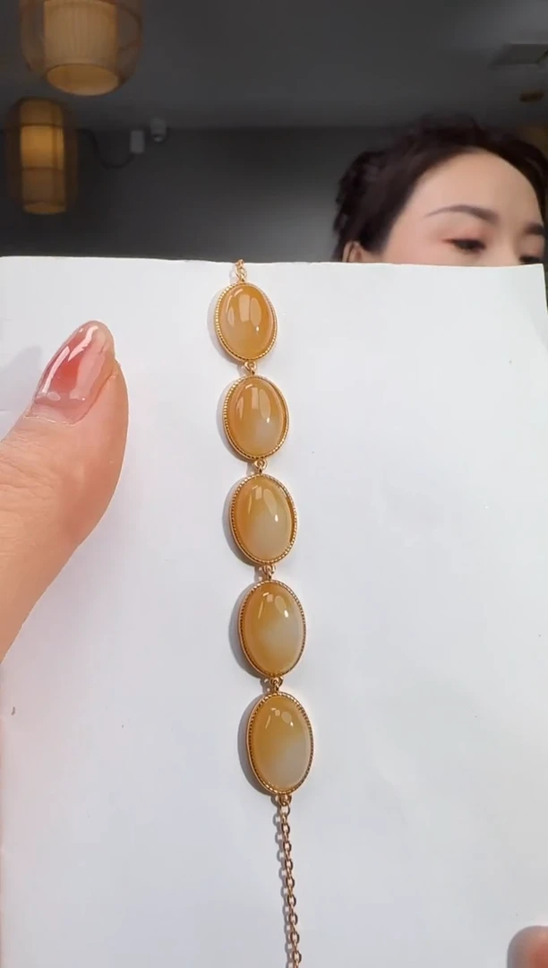 银S925镶嵌手链和田玉1