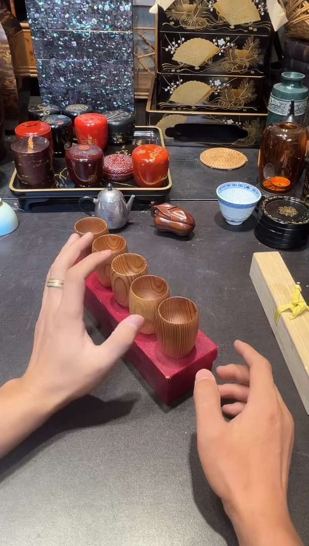 屋久杉杯垫五只 大漆漆器大漆漆器