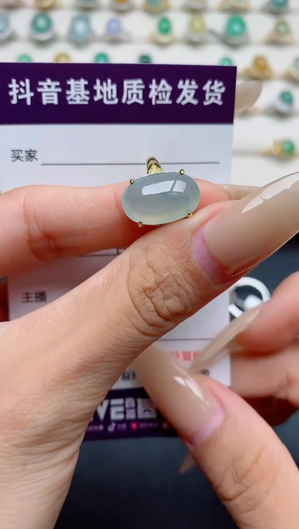 翡翠戒指银S925镶嵌.