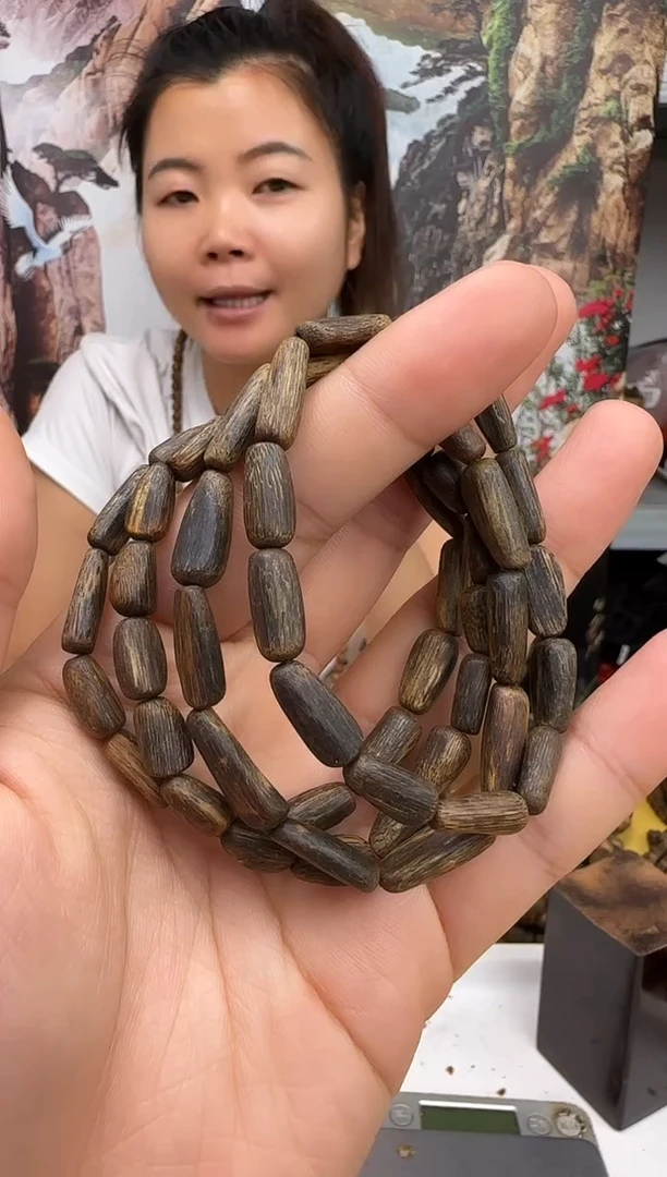 沉香手串白奇沉水母本不规则树心珠单圈卡6/7多样性发一条