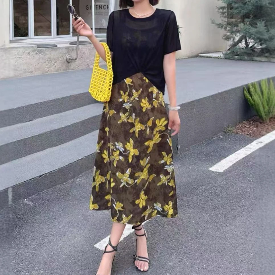 2025夏季新款时尚上衣+背带连衣裙两件套气质套装1096衣47裙107