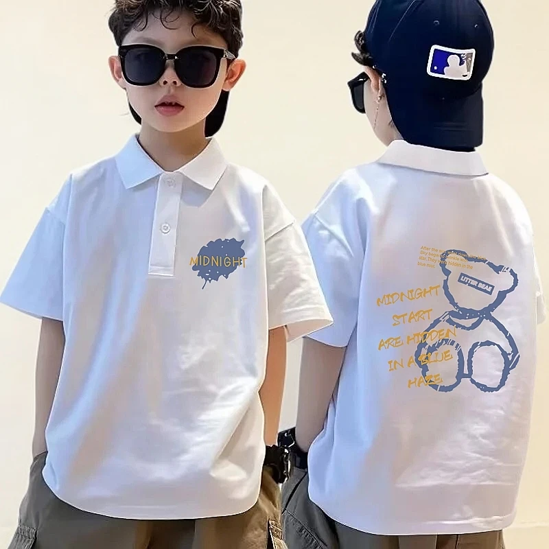 男童polo衫短袖2025儿童纯棉t恤大童夏装翻领半袖炸街痞帅上衣潮
