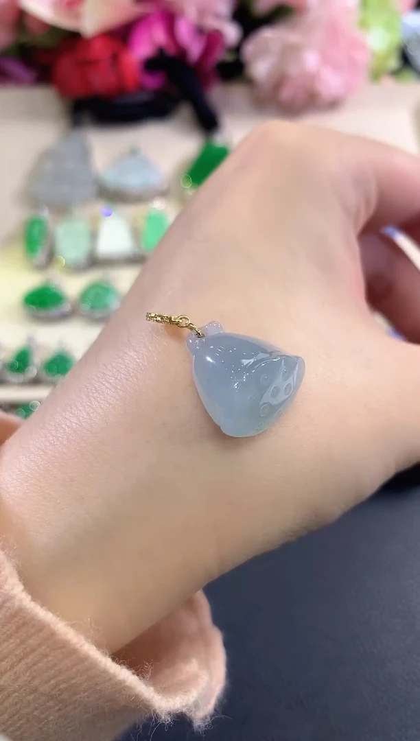 吊坠(不含链)18K金镶嵌翡翠B7