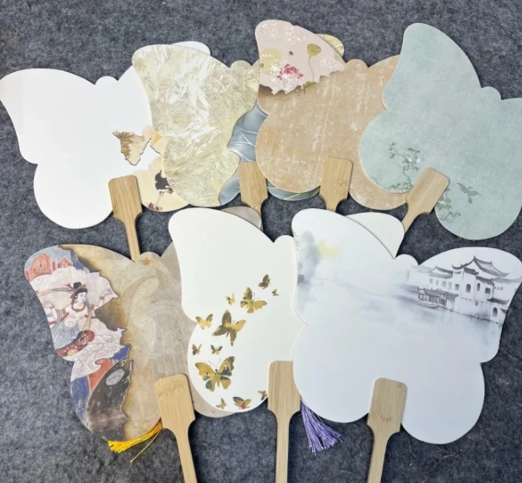 【到手价10把】梅花扇面书法纸团扇文创蜡染宣纸扇子品种齐全