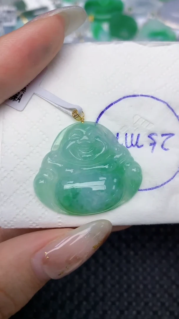 颈饰18K金镶嵌翡翠天然缅甸翡翠a货百元以上9元证书费自理