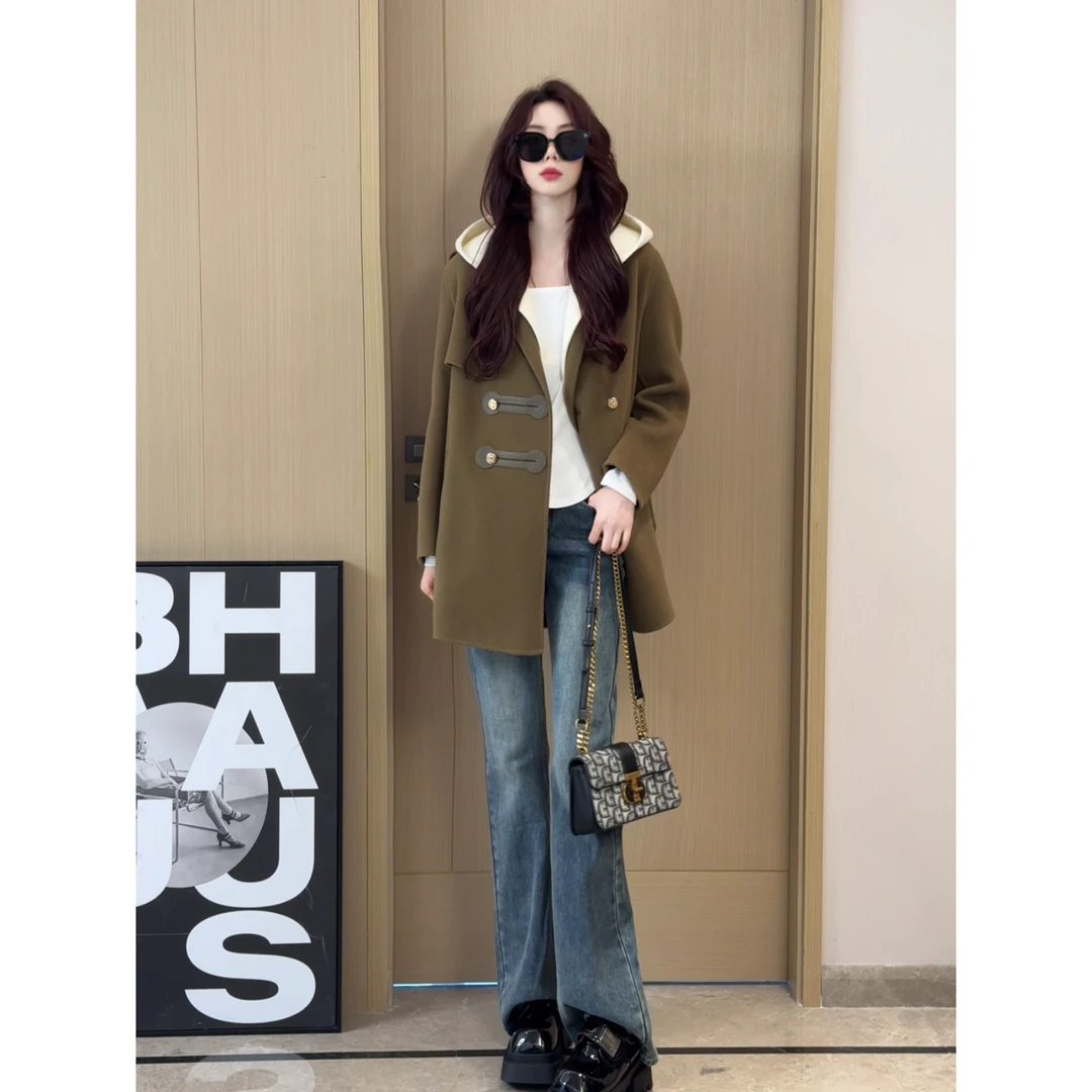 【西雅图】双面羊毛大衣女2025秋季新款韩版气质显瘦毛呢外套