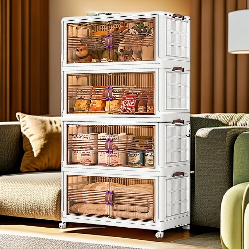 家用储物柜双上盖大容量面宽80简易安装折叠收纳柜衣物玩具柜