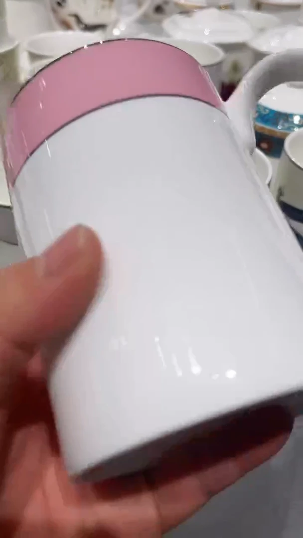瓷粉色杯子隆达骨质瓷