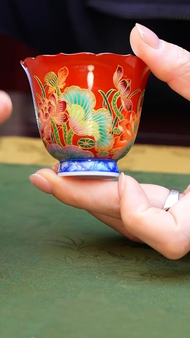 矾红和和美美撇口杯