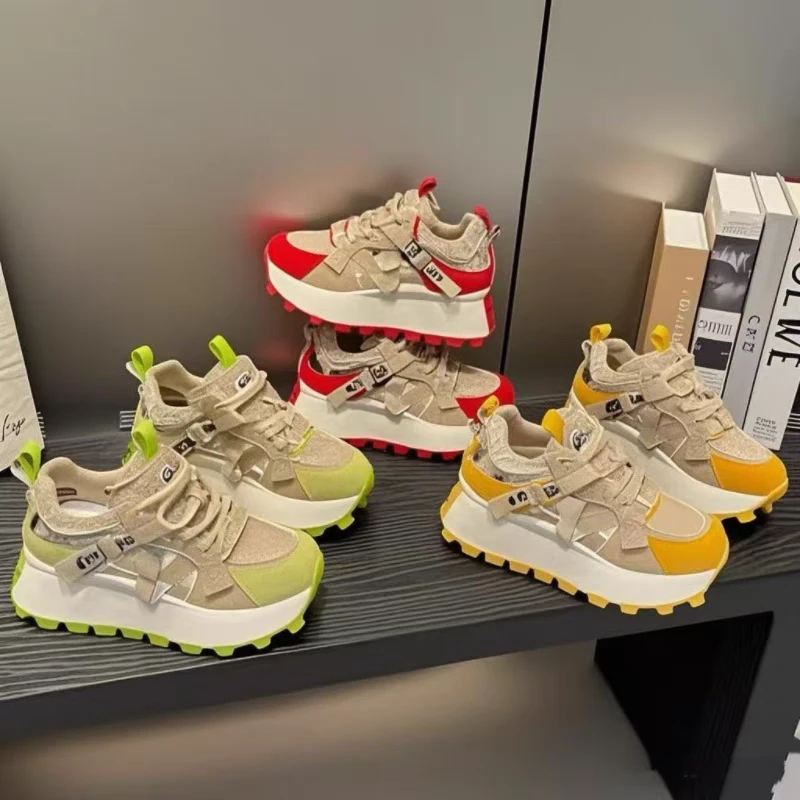 网面老爹鞋女2025新款厚底跑步增高时尚百搭透气网面运动休闲女鞋