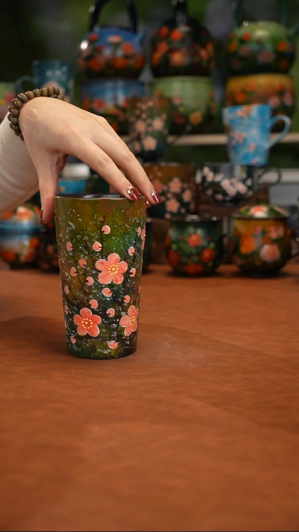 紫砂油画釉下彩手绘