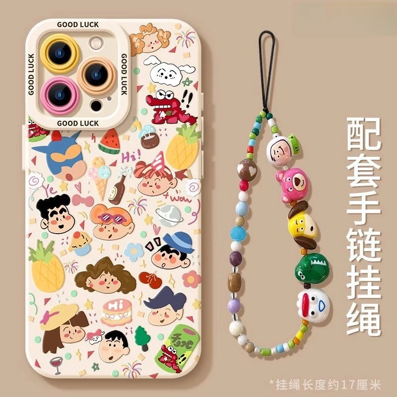 适用苹果16手机15promax蜡笔小新iphone13可爱14液态硅胶手机壳