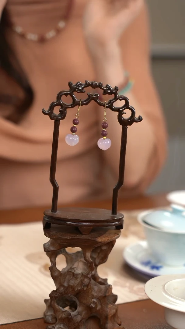 珠串耳坠-可人香双珠屁桃耳坠