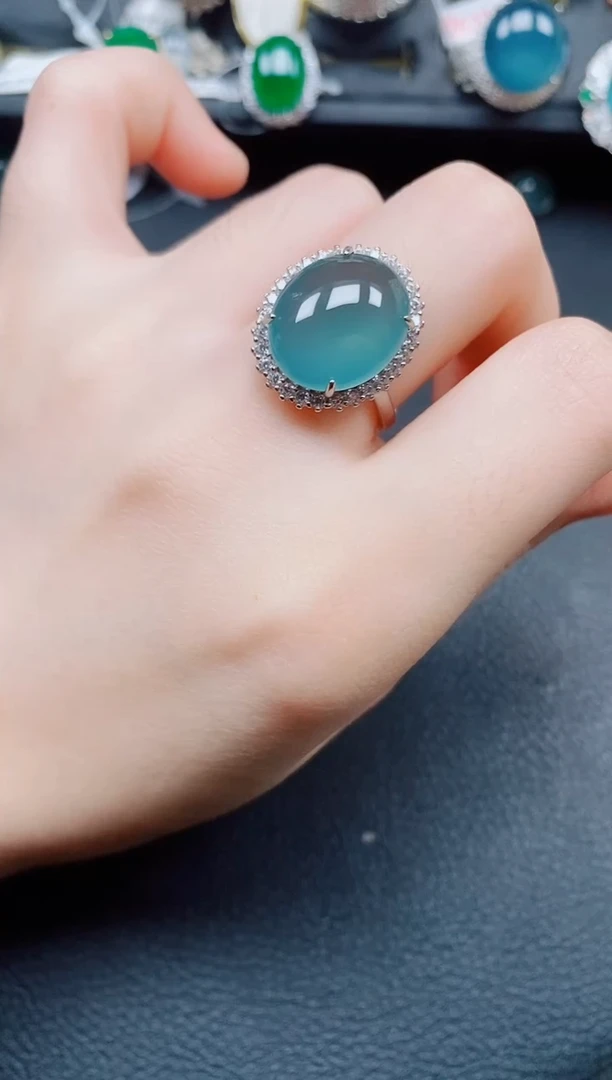 银S925镶嵌戒指翡翠翡翠