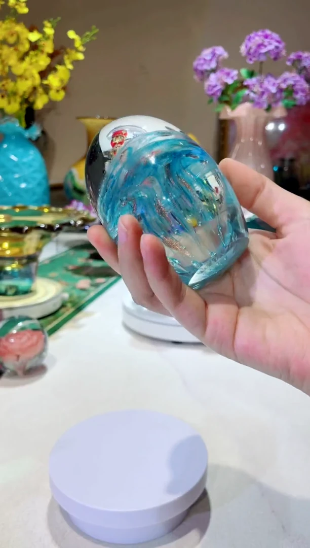 琉璃手工艺品蓝色水母 微瑕