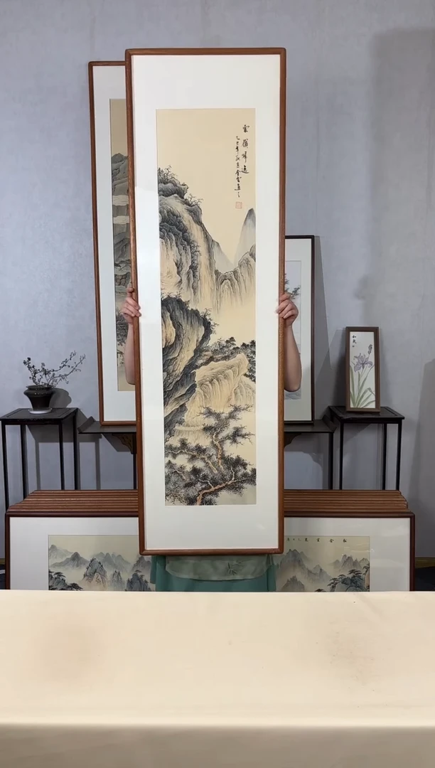 国画手绘*云岭归逸*52*172cm带框发货