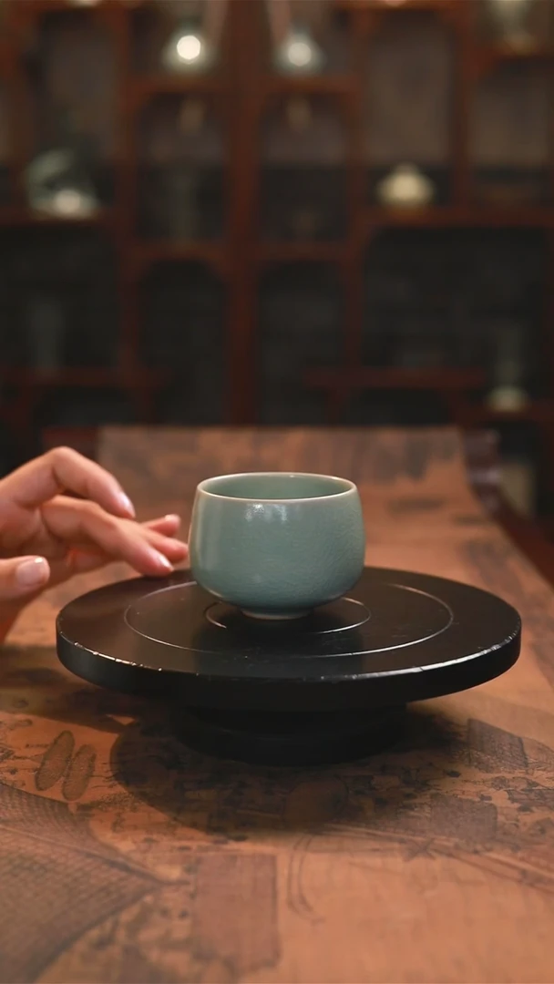 杯复烧收藏级青绿釉主人杯