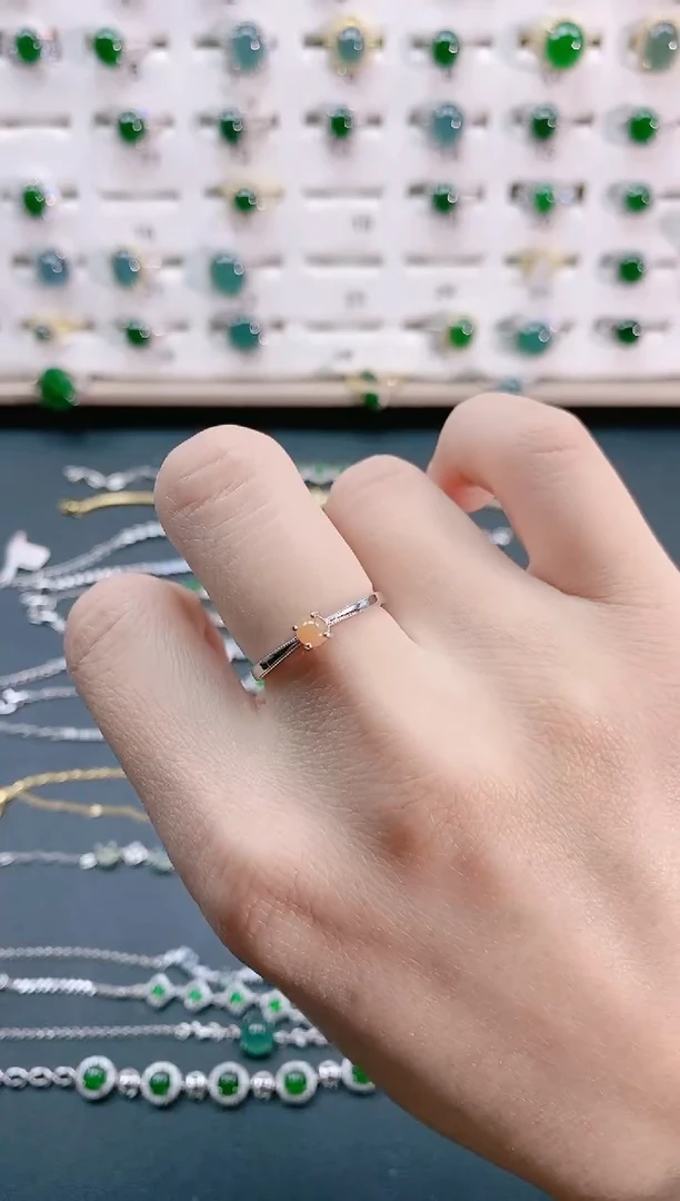 【闪购商品】翡翠戒指银S925镶嵌天然翡翠