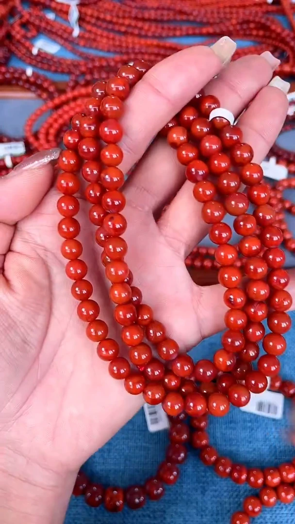 未镶嵌手串南红玛瑙N18凉山瓦西料色标柿子红多圈