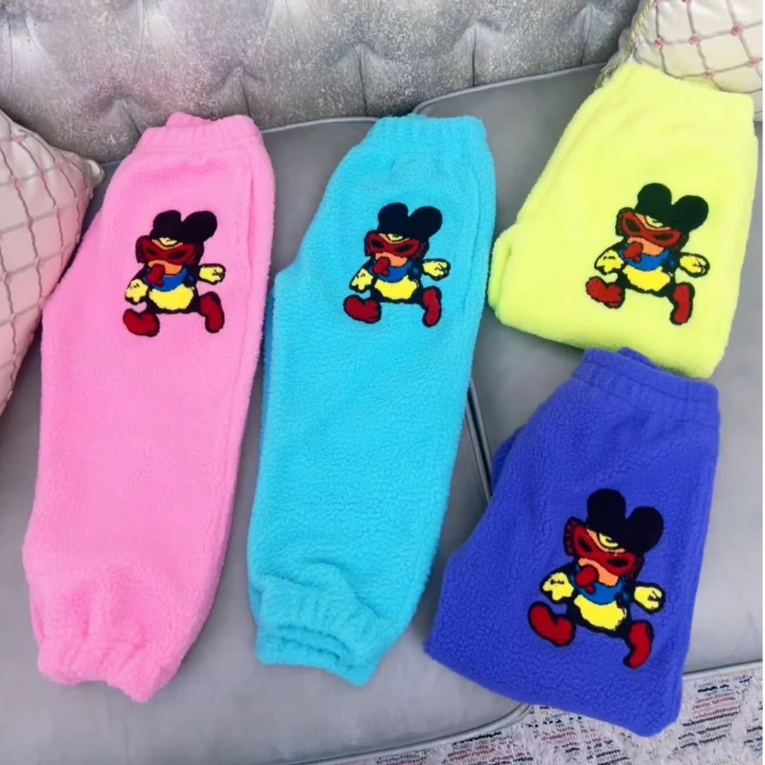 TOMATO家 日系潮牌童装 黑超羊羔绒运动休闲裤