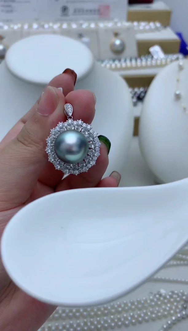海水珍珠银S925镶嵌颈饰e19