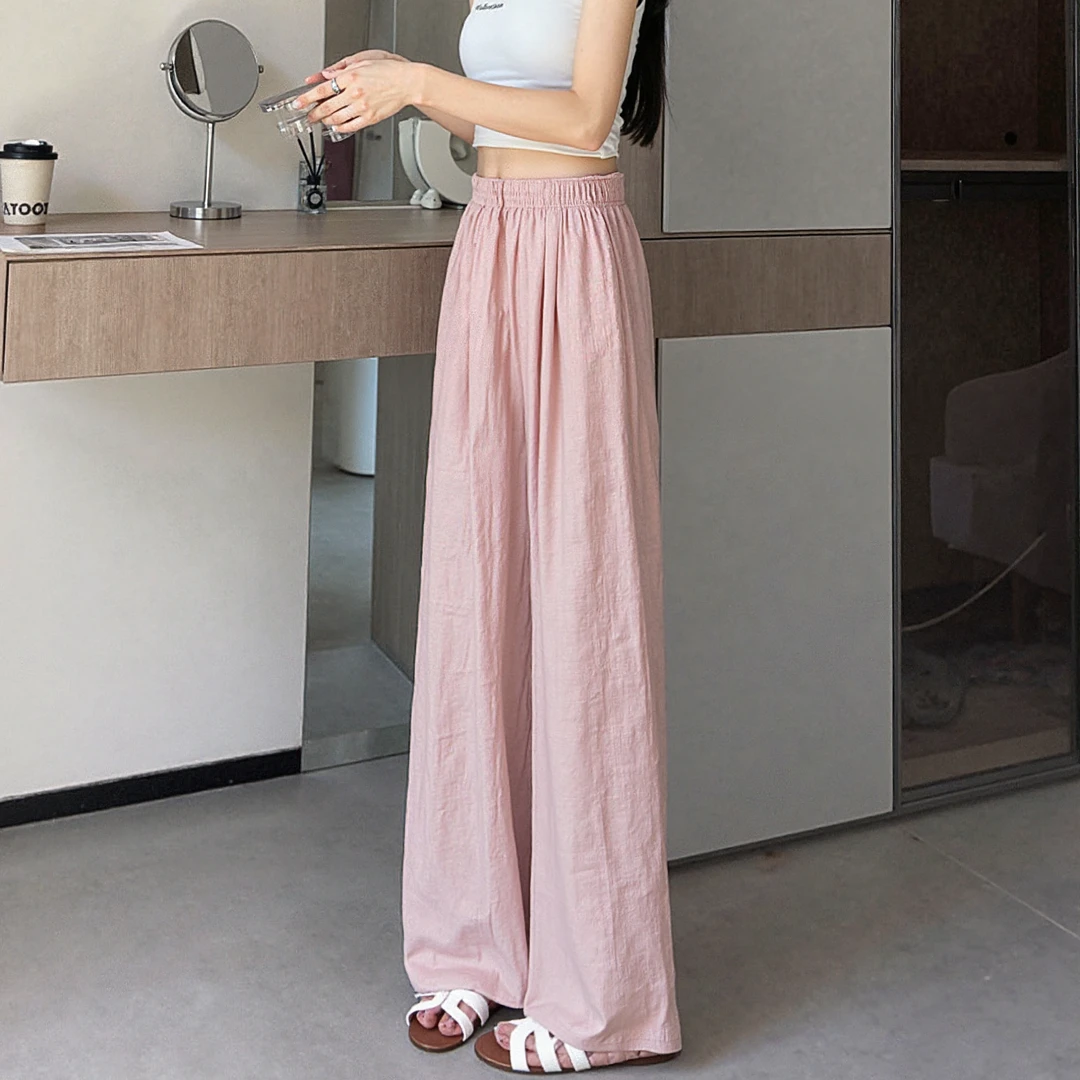 【长裤系列】纯色天丝亚麻裤阔腿裤休闲舒适长裤子垂感宽松慵懒风