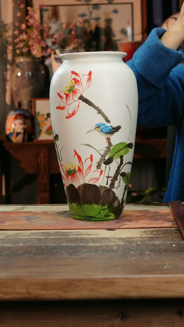 【闪购商品】瓷片景德镇纯手工釉下彩精品花瓶