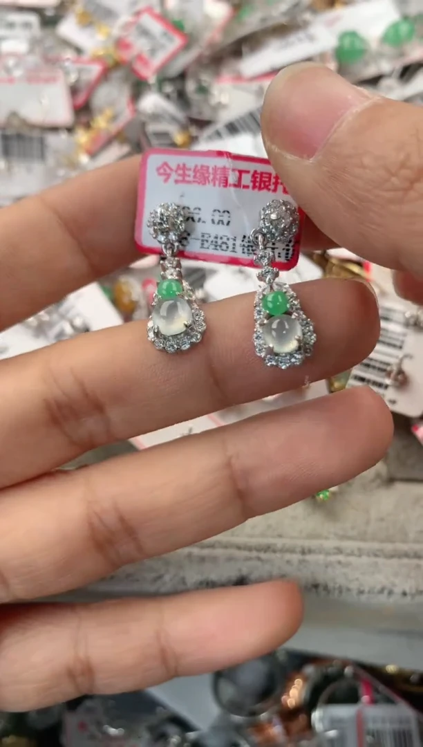 银S925镶嵌戒指翡翠666                2