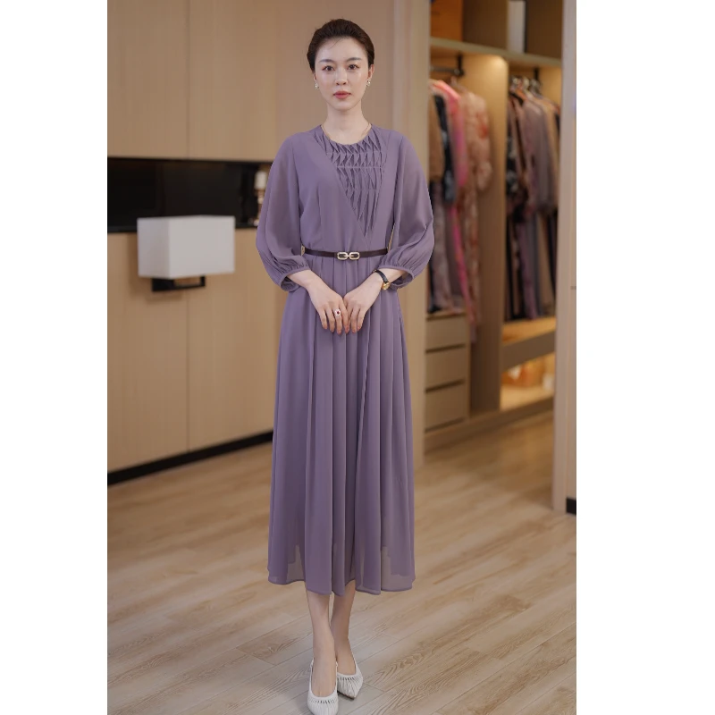 [紫雅凝香]夏季新款气质显瘦时尚连衣裙高贵优雅