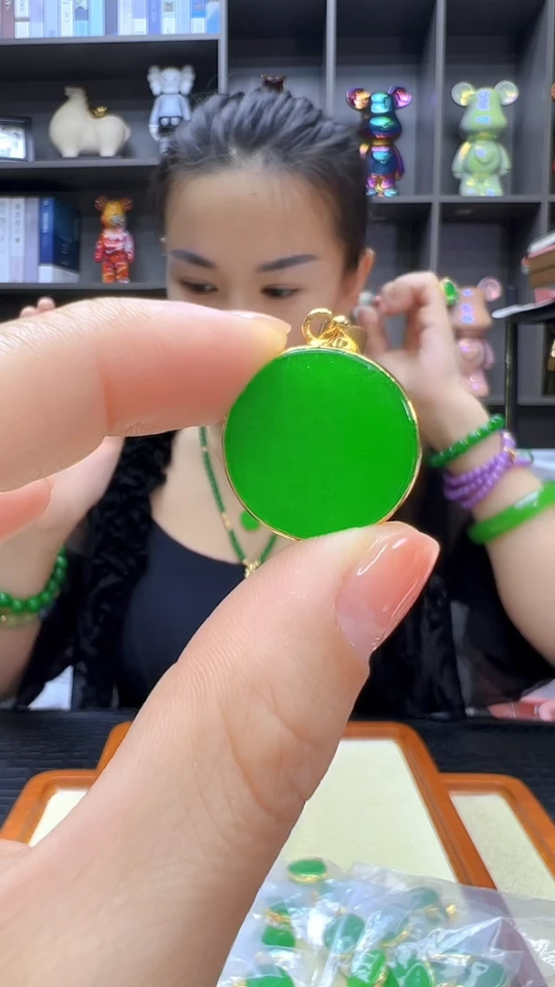 翡翠14K金镶嵌颈饰丹丹diy劲饰