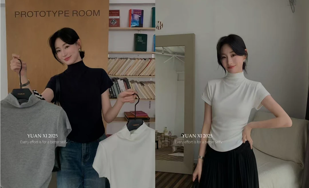 温柔瑶-元熙秋款福利#慕斯绒高弹高领短袖#319