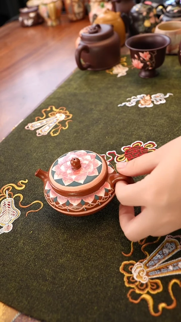 茶壶紫砂鹅黄朱泥粉彩周盘