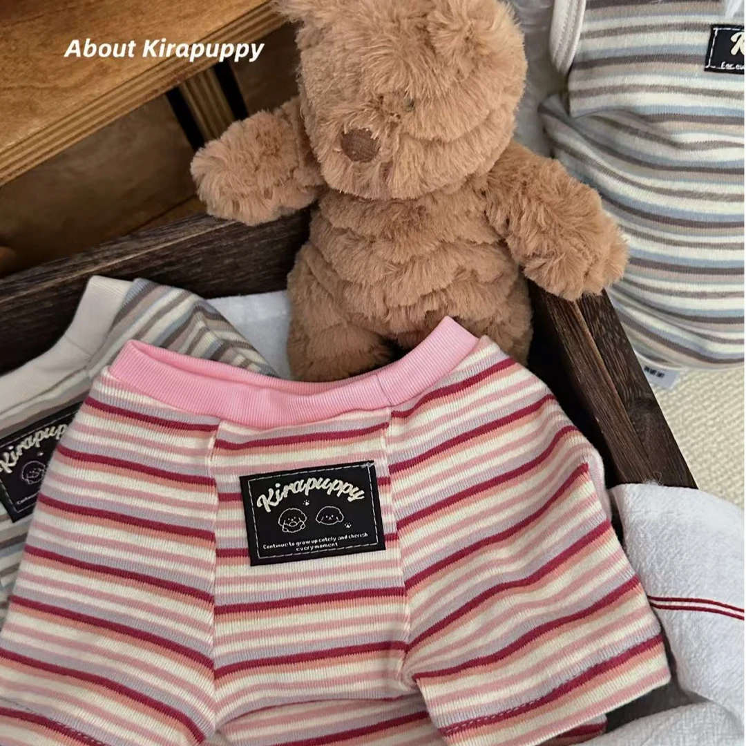About Kirapuppy软软针织条纹春秋宠物插肩袖T恤